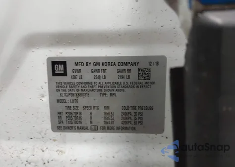 2019 Chevrolet Trax Lt from USA, damaged, VIN 0KL7CJPSB7KB80731